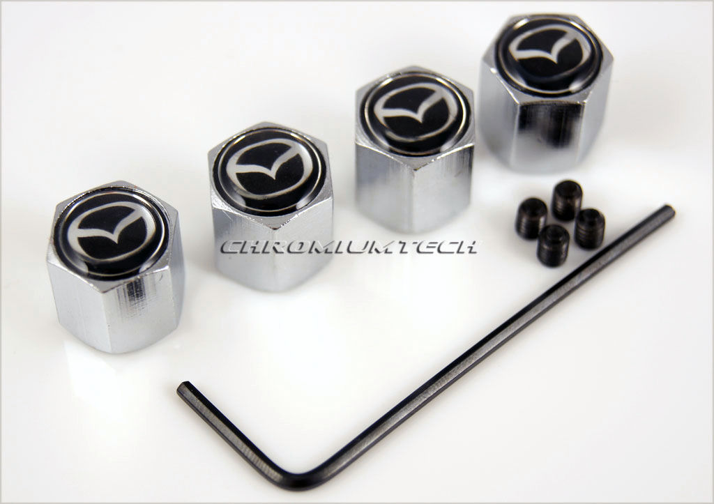 MAZDA AntiTheft Locking Tyre Valve Dust Caps MAZDA 2 3 5 6 MX5 Miata