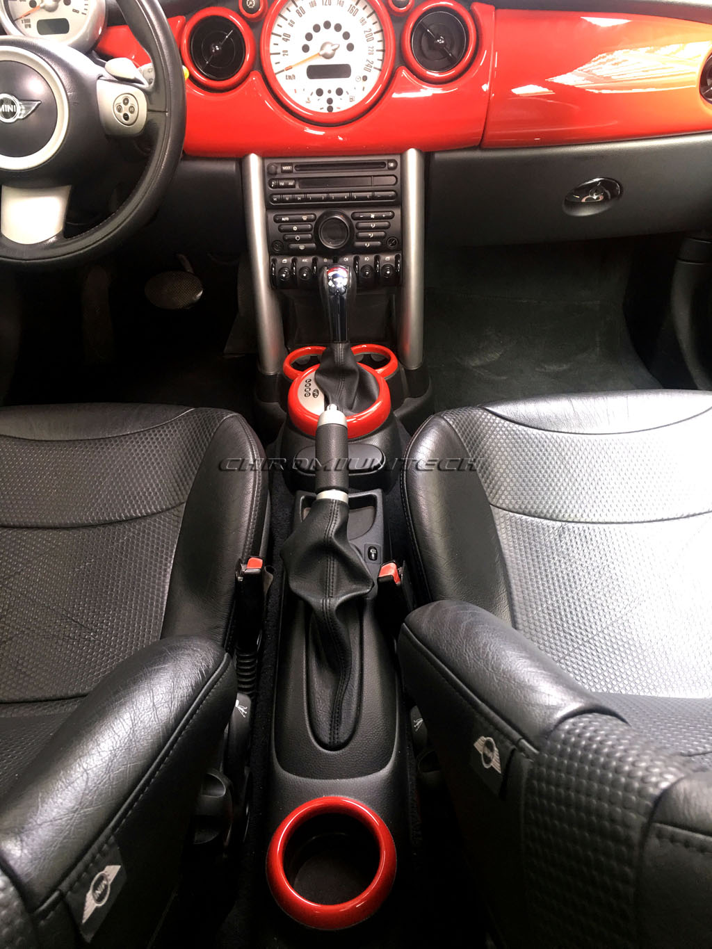 2001-2006 BMW MINI Cooper/S/ONE R50 R52 R53 Red Interior Dial Trim Kit  12pc.