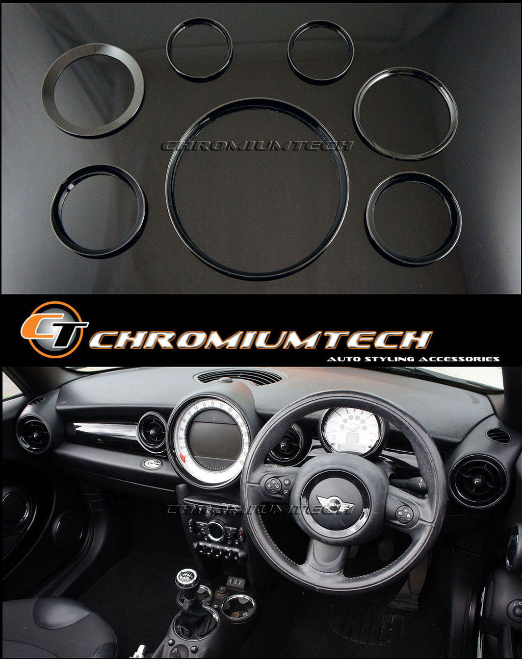 Details About Mk2 Mini Cooper S One Jcw R55 R56 R57 R58 R59 Black Dashboard Interior Anello