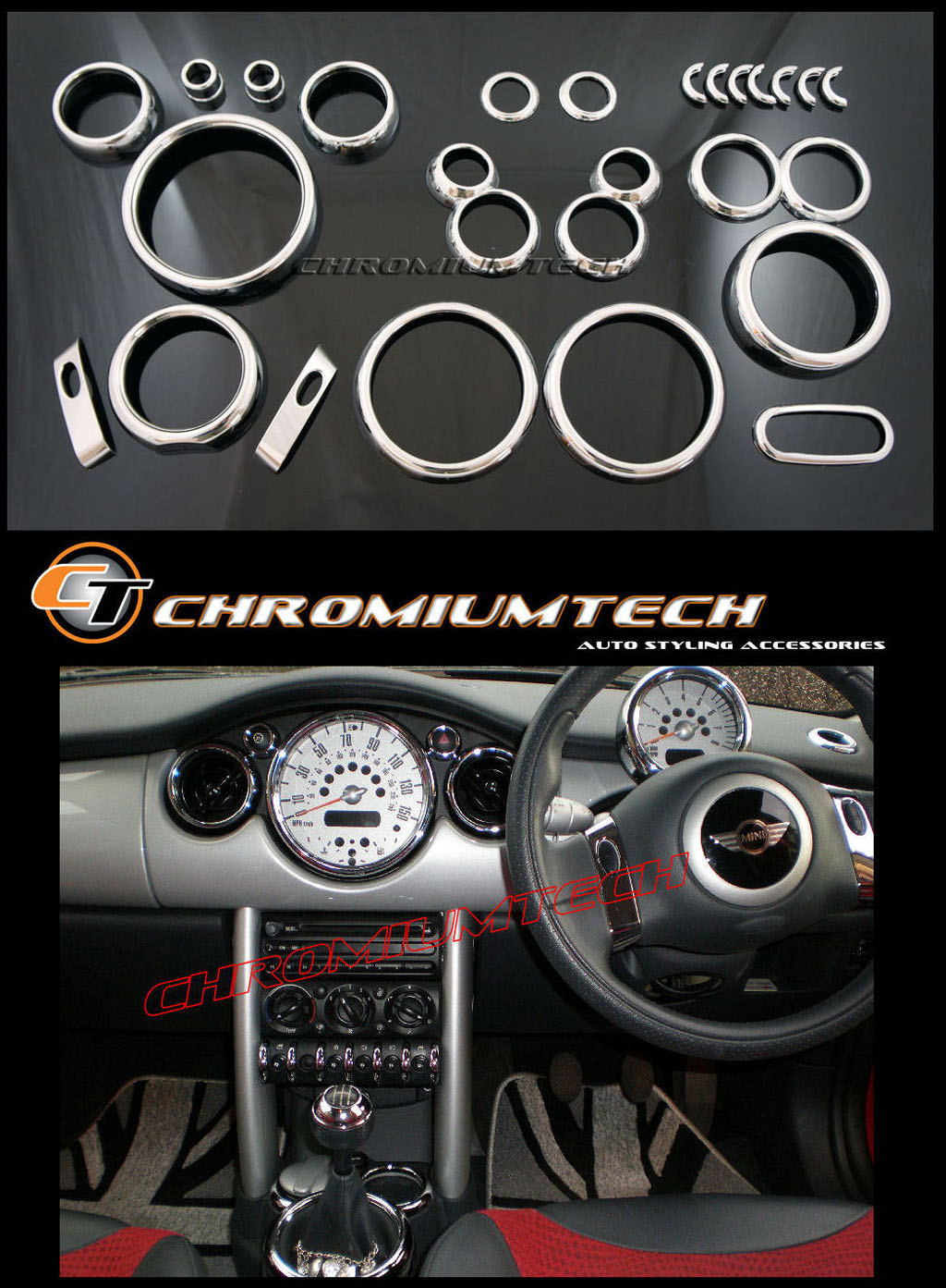 Details About Mk1 Bmw Mini Cooper S One R50 R52 R53 Chrome Interior Dial Dashboard Kit 25pc